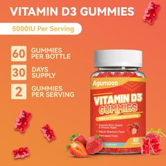 Close-up of Agumoon Vitamin D3 gummy illustrating immune support