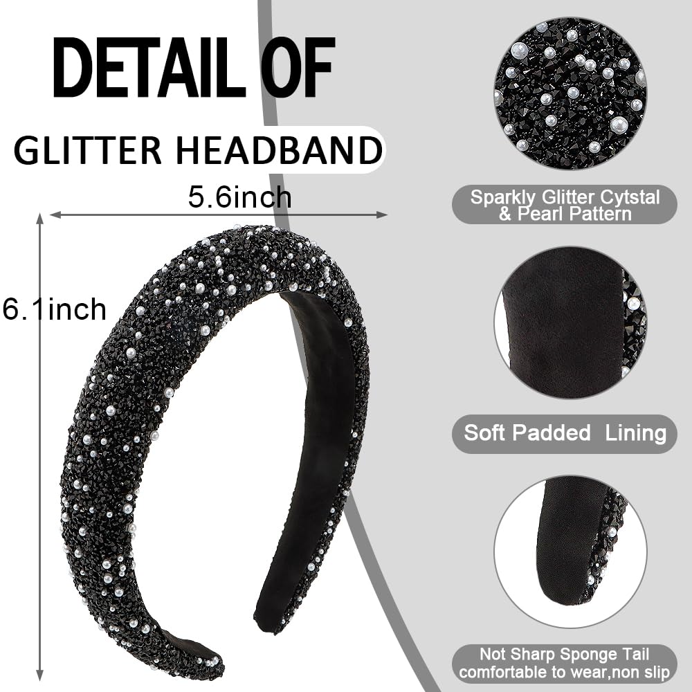 AHONEY sequin headband in black and grey detail for party wear