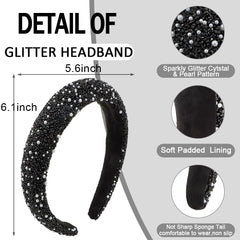 AHONEY sequin headband in black and grey detail for party wear