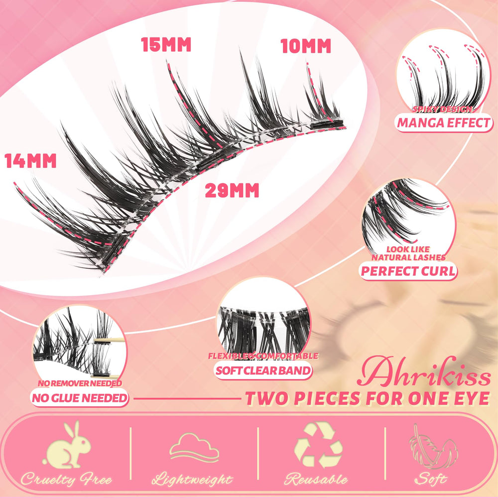Ahrikiss natural manga lashes provide a curled, eye-enhancing silhouette.
