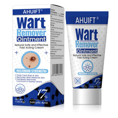 AHUIFT fast action wart remover ointment bottle shows maximum-strength wart care at home