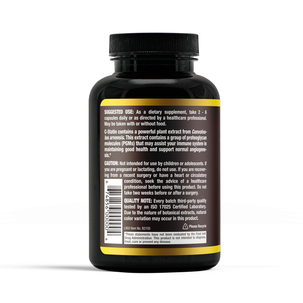 Close-up of Aidan C-Statin bottle and capsules