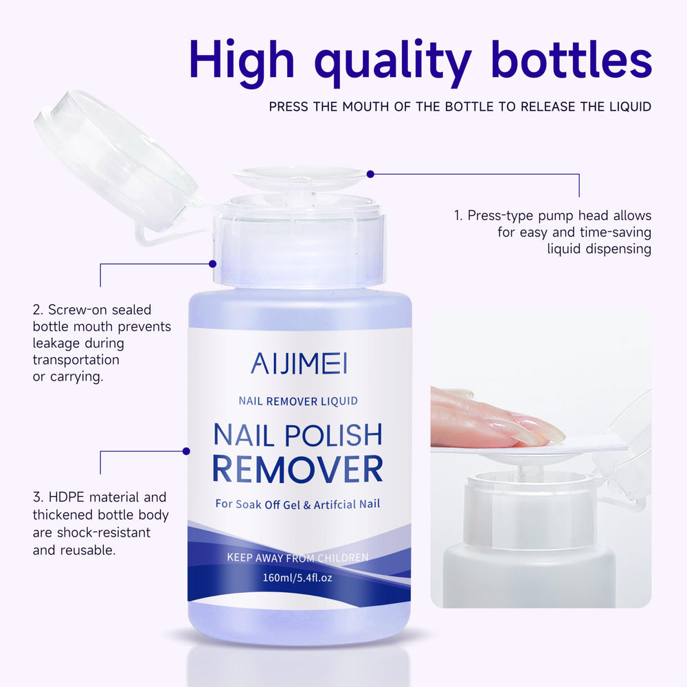 AIJIMEI remover supports gel, dip powder, and glitter polish removal.