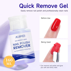 Cotton pad wrap method with AIJIMEI remover for efficient polish removal.
