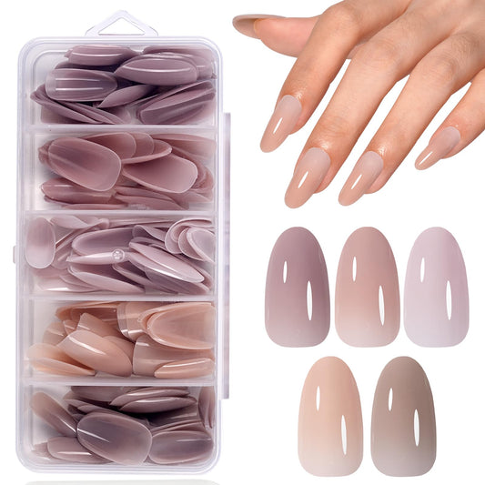 AILLSA gel nail tips in five natural colors for versatile at-home manicures.