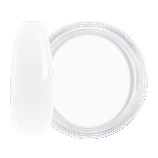 AILLSA Milky White Dip Powder closeup highlights delicate translucency and subtle shine on nails.