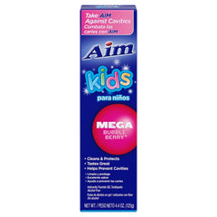 Aim Kids Gel Fluoride Toothpaste Mega Berry Bubble flavor, 4.4 oz tubes, pack of 2