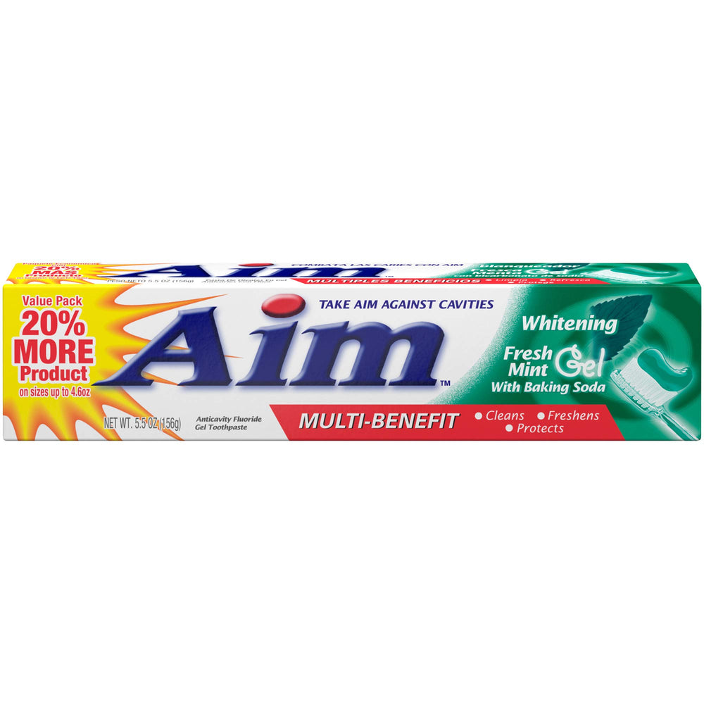 Aim Whitening Toothpaste with Baking Soda 5.5oz tube close-up