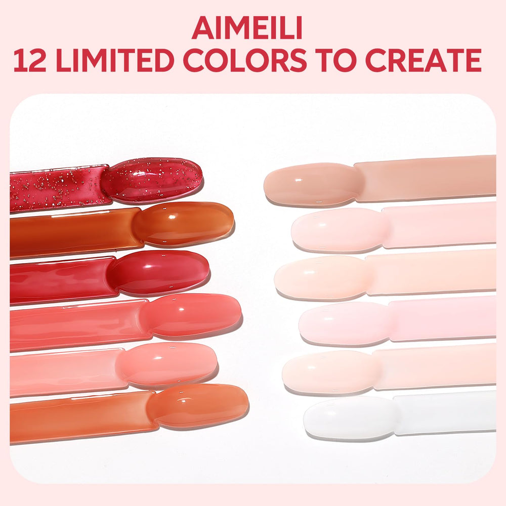 AIMEILI Jelly Gel bottles showcased with vegan, cruelty-free formula for safe at-home nail art.