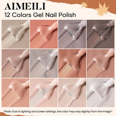 AIMEILI Nude Neutral swatch display shows the shade range for DIY manicure.