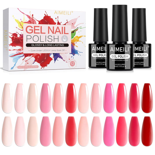 AIMEILI Nude Pink gel polish bottle front view, showcasing the shade and salon-grade shine.