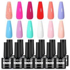 AIMEILI gel finish image shows mirror shine and 28-day wear potential.