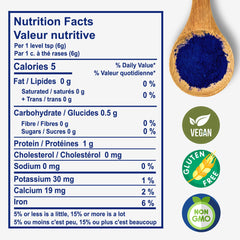 Close-up of vibrant blue spirulina powder