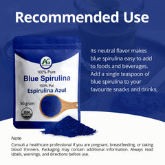 50-gram pouch of blue spirulina powder