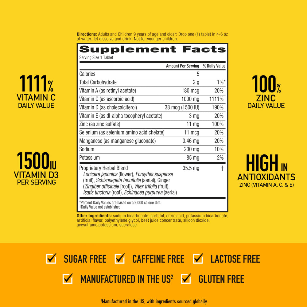 Graphic showing vitamins and minerals in the Airborne blend