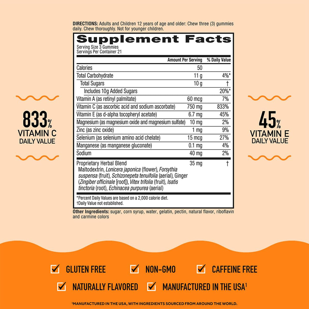 Airborne proprietary herbal blend shown in gummy form for daily wellness.