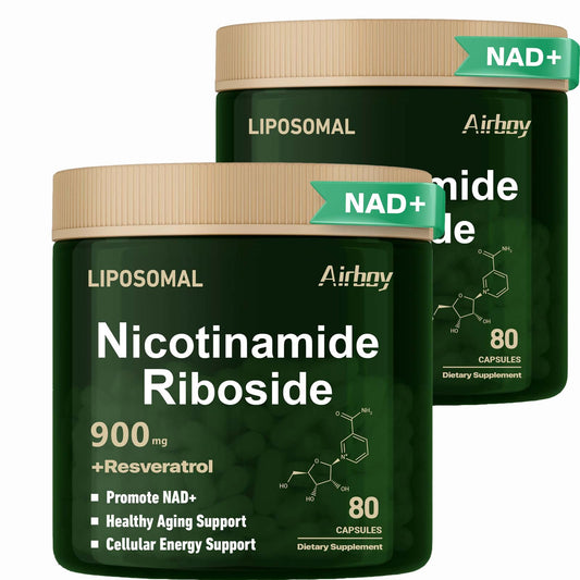 Airboy liposomal nicotinamide riboside 900 mg bottle with capsules