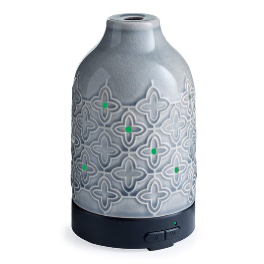 Airome Jasmine Medium Ceramic Diffuser in gray with 100 mL capacity and 8 LED lights