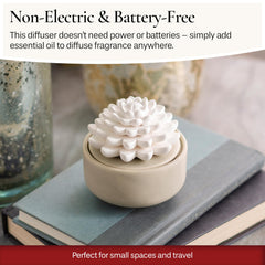 Close-up of the porcelain flower diffuser base