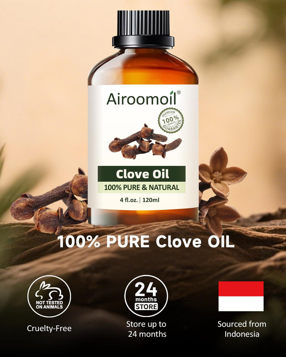 Clove essential oil droplets in a diffuser