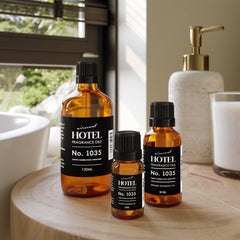 Illustration of notes: amber mist, vanilla, leather and jasmine