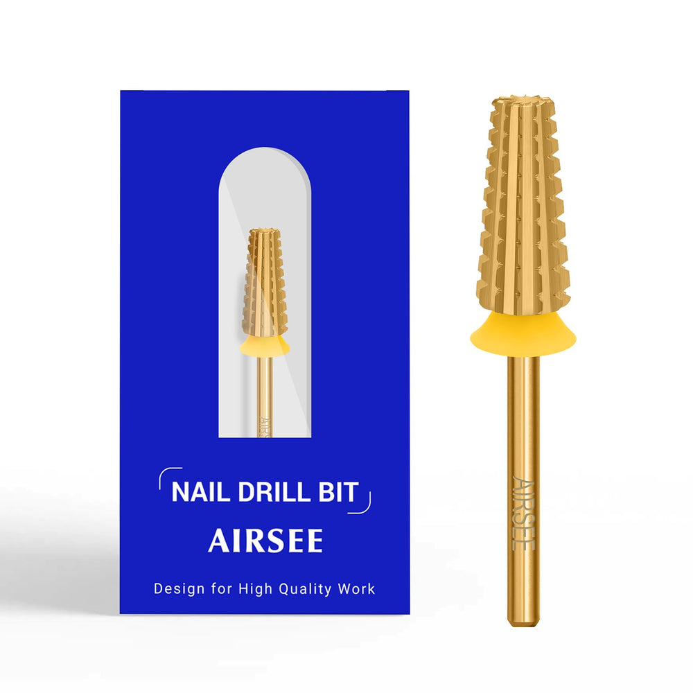 AIRSEE 5-in-1 drill bit flat-top edge for quick shaping on artificial nails.