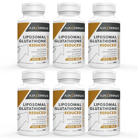 Front view of AJAXERRUE 1400 mg Liposomal Glutathione bottle