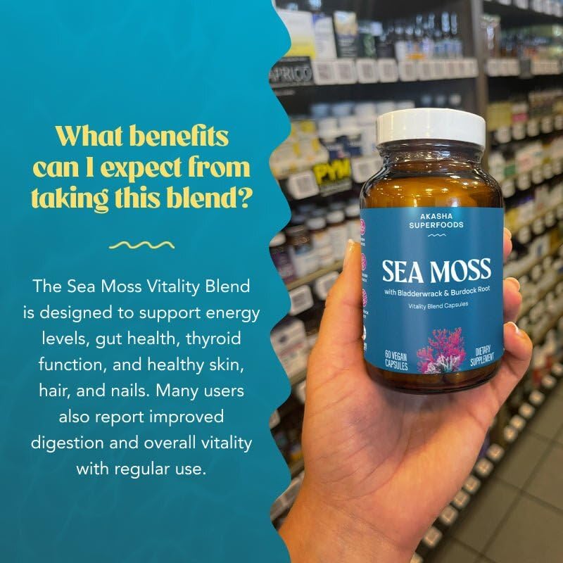 Sea moss capsules with a glass of water