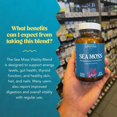 Sea moss capsules with a glass of water