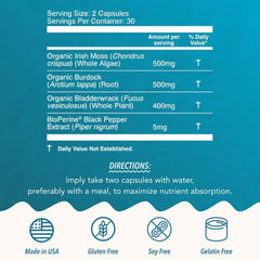 Organic Irish Sea Moss with Bladderwrack ingredients