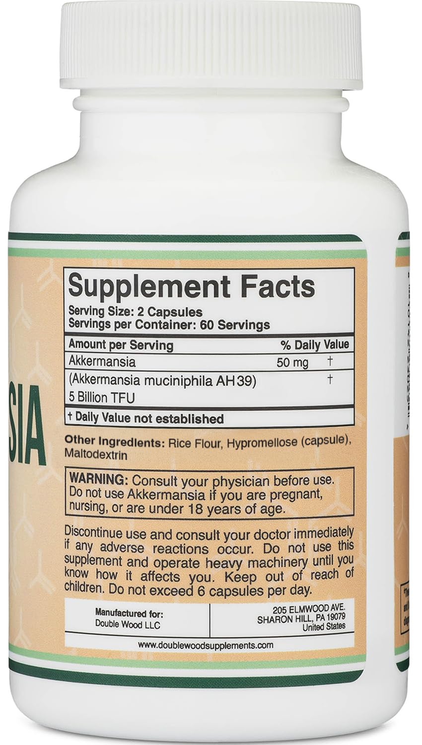 Akkermansia product label showing supplement facts