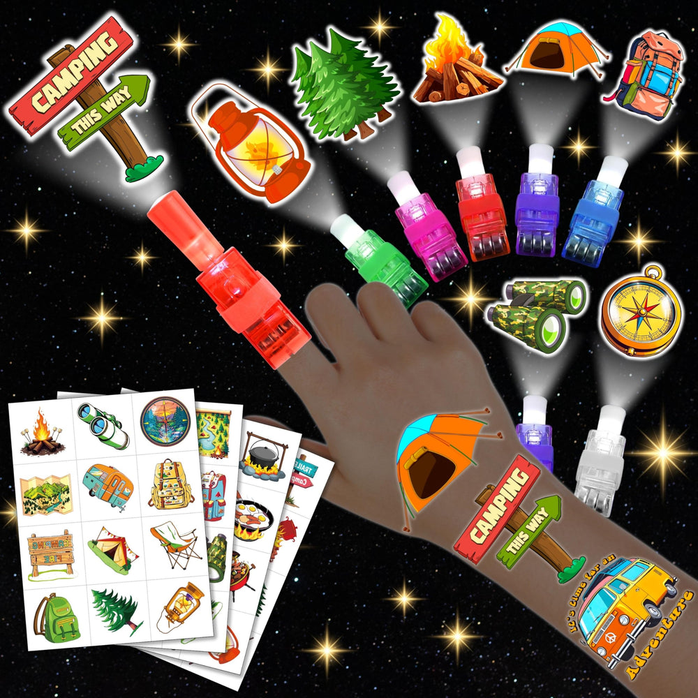 AKRMABEUP camping kit with LED finger lights in eight colors for a lively night party