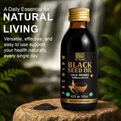 AL-TAQWA Black Seed Oil amber bottle – side view with label (125ml)