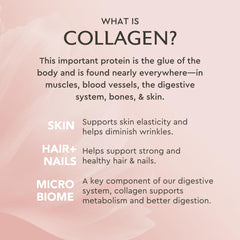 Vanilla collagen powder being poured into a beverage