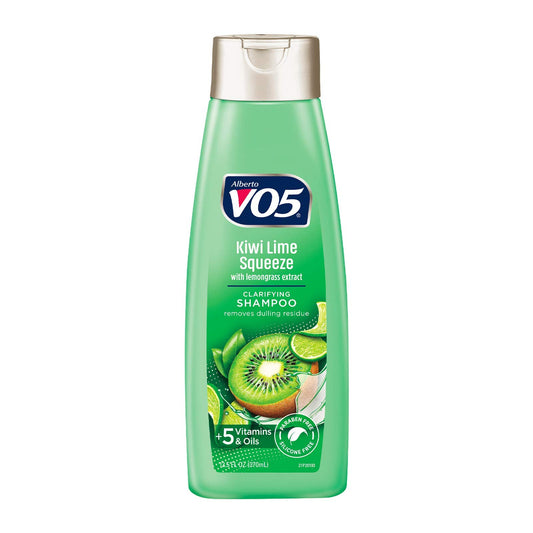 Alberto VO5 Kiwi Lime Squeeze clarifying shampoo bottle with vibrant label for refreshed hair