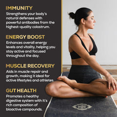 Colostrum powder showing gut health benefits