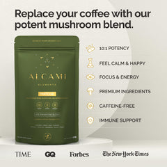 Serving scoop of alcami elements Matcha Mushroom Coffee