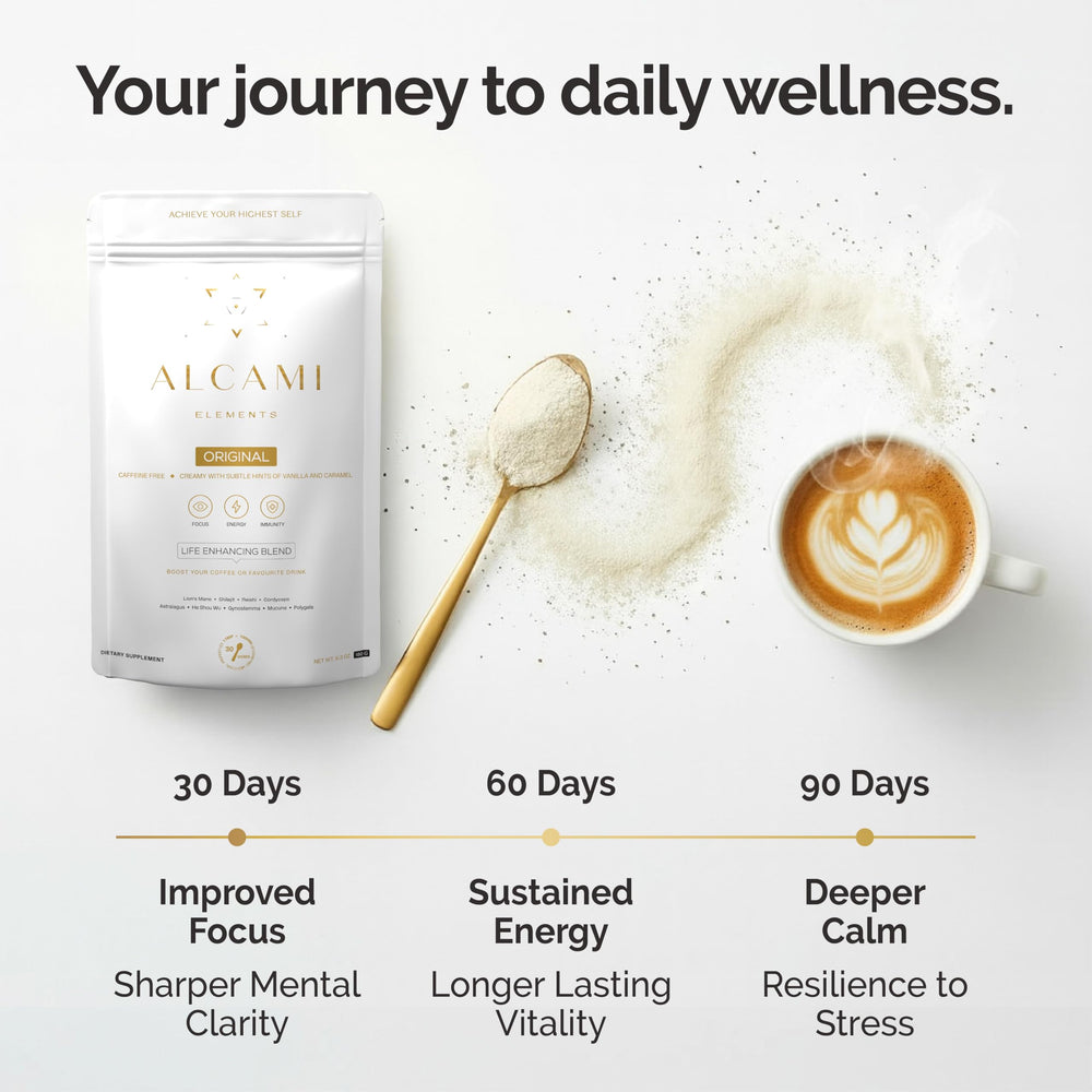 Scoop of mushroom coffee creamer being added to coffee