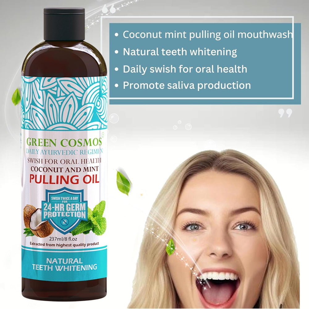 Alcohol and fluoride-free label on the mouthwash
