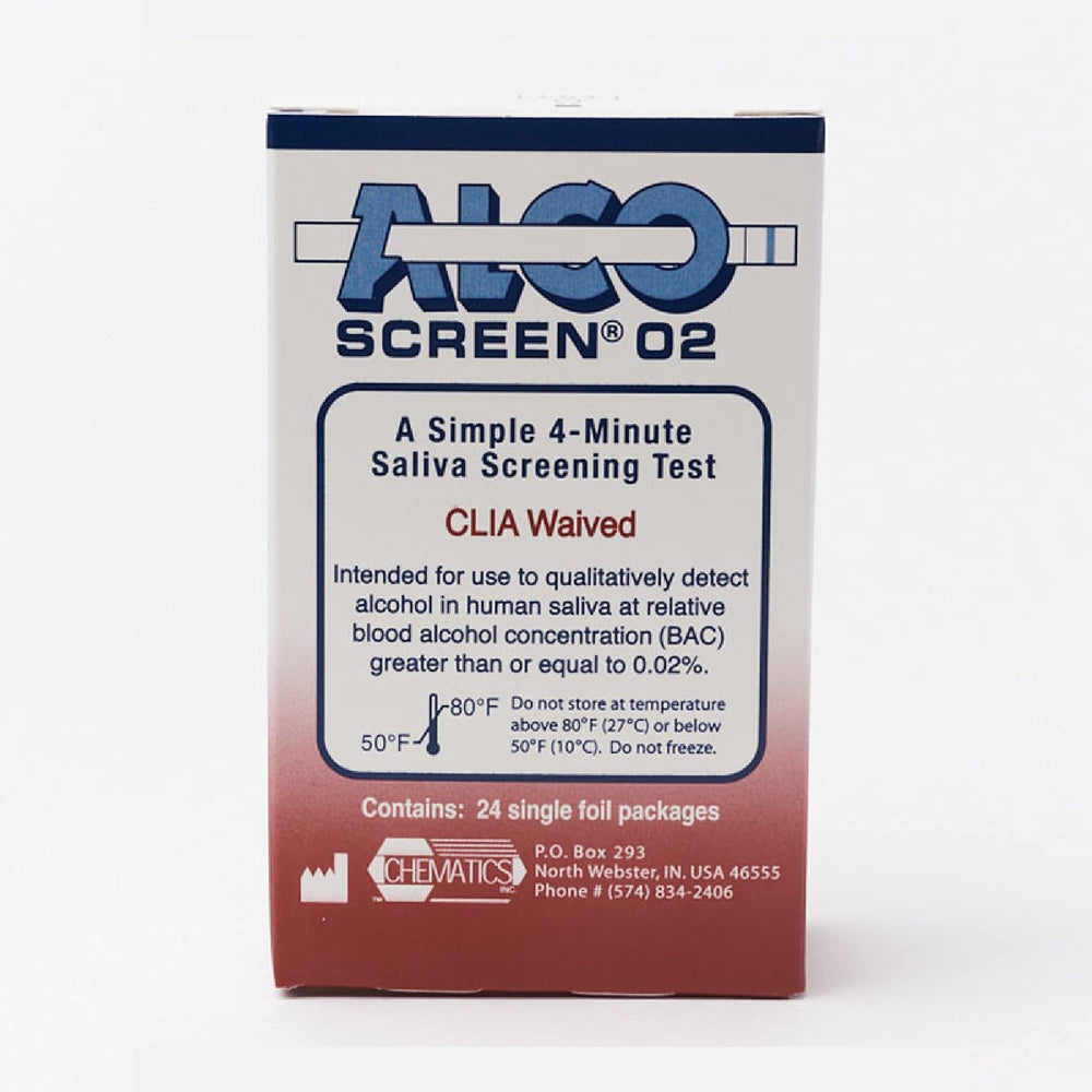 Front view of AlcoScreen Saliva Alcohol Screen Test pack of 24