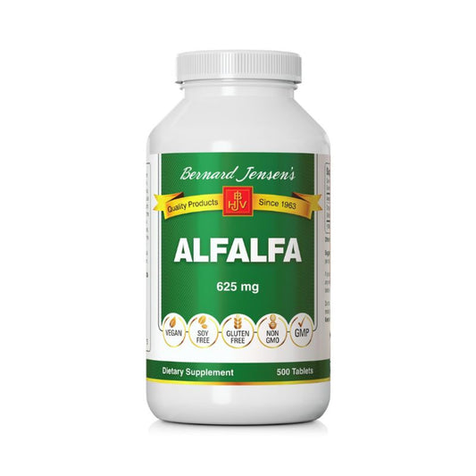Bernard Jensen Alfalfa Leaf Tablets 625mg bottle label
