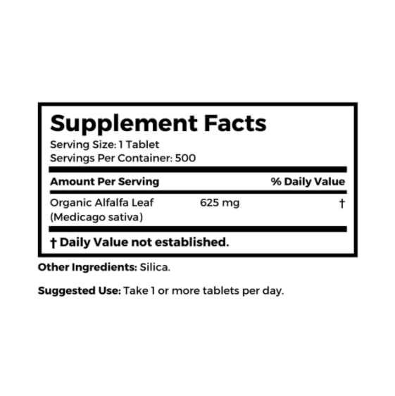 Chlorophyll-rich green alfalfa tablets
