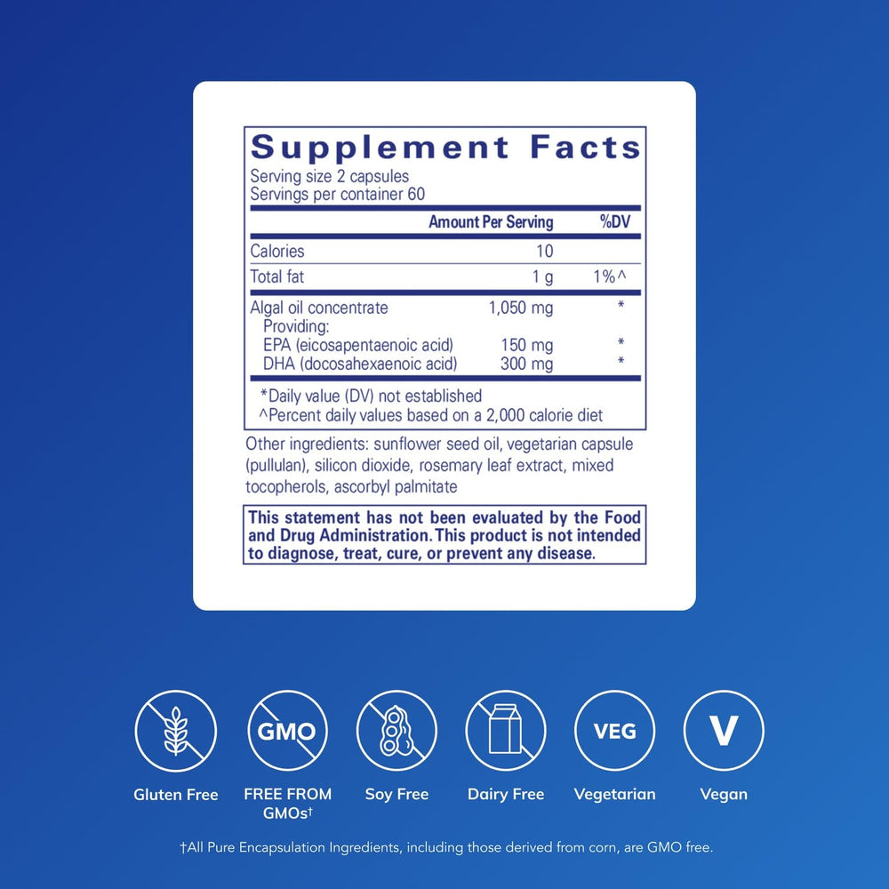 Algae-derived omega-3 illustration