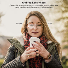Individually wrapped anti-fog lens wipes