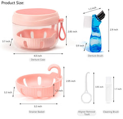 Aligner removal tool included inside the pink denture case