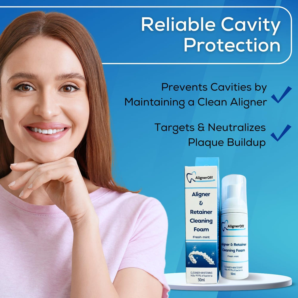 Close-up of minty whitening foam in application