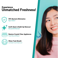 Oral appliance cleaner tablets for braces and aligners