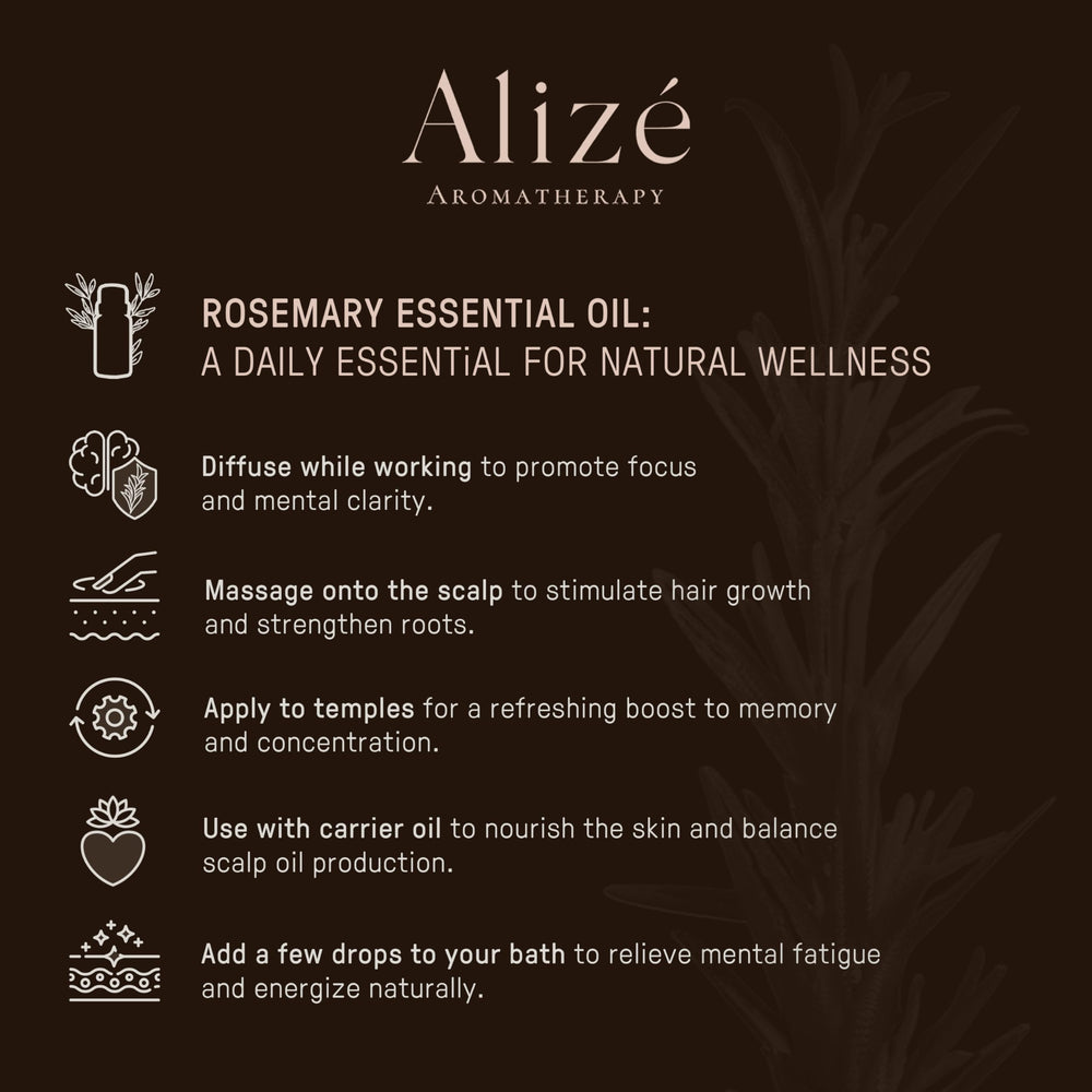 Aromatherapy setup with rosemary oil and diffuser