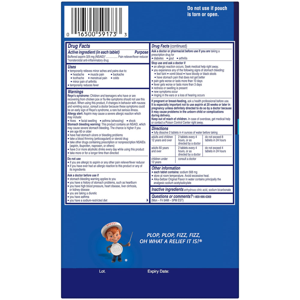 Alka-Seltzer Original label close-up signaling trusted relief