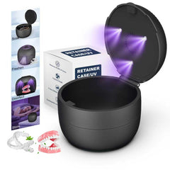 Two-part denture and retainer case with soaking box